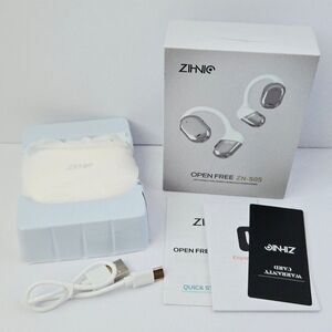 Zihnic Open Free ZN-S05 Earbuds White Silver Sports Wireless Headphones Open Ear